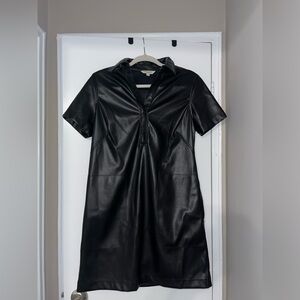 NWOT Max Studio Black Faux Leather T Shirt Dress Size S
